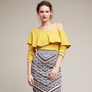 Anthropologie Asymmetrical Ruffle Top